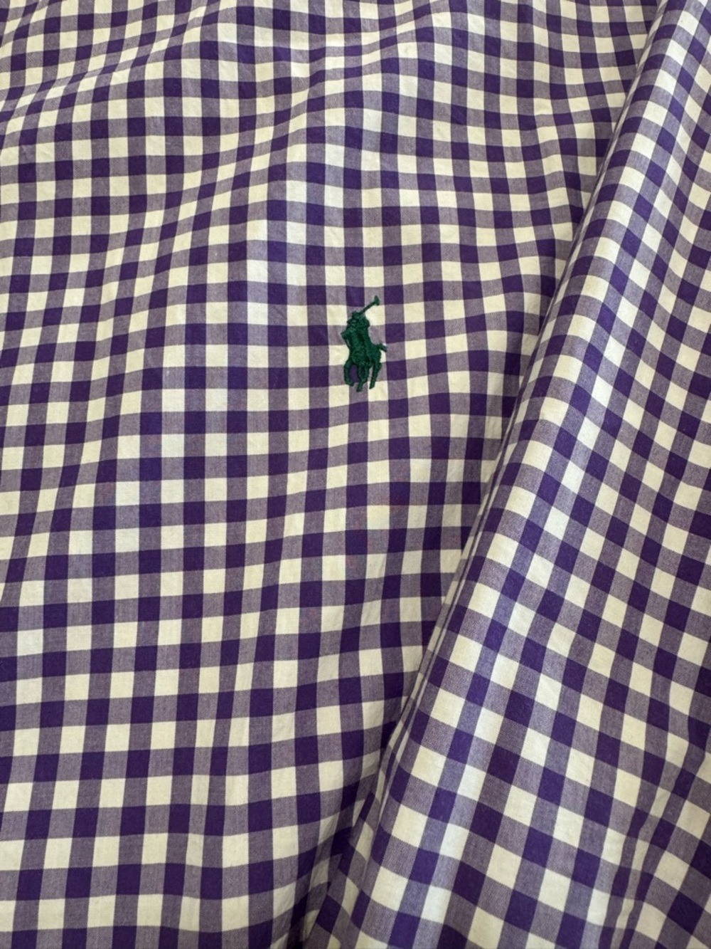 Ralph Lauren Shirt Men Size 2XB Big LS Button Up Classic Fit Gingham Purple Pony - Picture 5 of 9